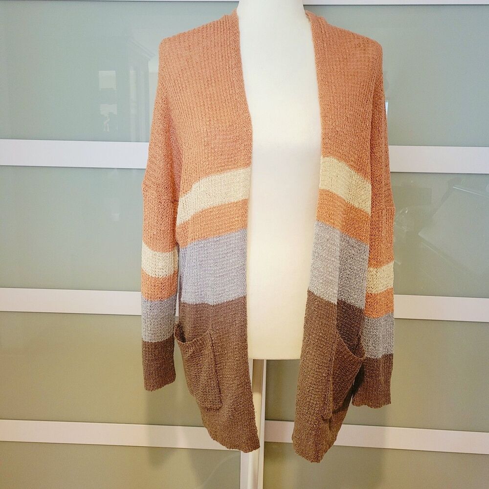Beceel Cardigan Open Front 4Color Straps With Pockets Women Size S